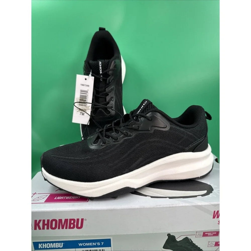 Khombu Women's Patan Black Sneakers Lightweight Memory Foam Breathable Sz 7 New